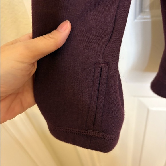 Athleta Karma Asym Pullover | M Red Wine Maroon Funnel Neck Sweatshirt Cozy - Picture 5 of 9